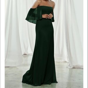 Amsale (Willow style), size 2, bridesmaid dress, Hunter Green